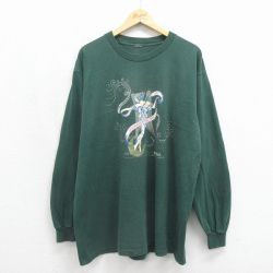 90s 長袖Tシャツ 女神 グリーン メンズXL相当 | 古着