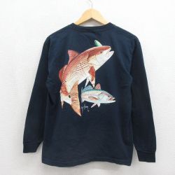 00s 長袖Tシャツ 魚 ブラック メンズM相当 | 古着