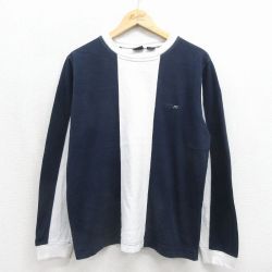モッシモ 長袖Tシャツ ワンポイントロゴ ネイビー メンズL相当 | 古着