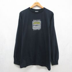 ノーティカ 90s 長袖Tシャツ ビッグロゴ ブラック メンズXL相当 | 古着