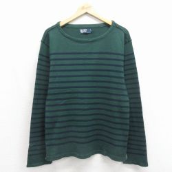ラルフローレン 長袖Tシャツ ボーダー グリーン メンズXL相当 | 古着
