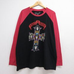 ガンズアンドローゼズ ラグラン長袖Tシャツ ブラック メンズXL相当 | 古着