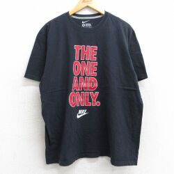 XL★古着 ナイキ NIKE 半袖 ブランド Tシャツ メンズ THE ONE AND ONLY 大きいサイズ コットン クルーネック 黒 ブラック 25jul01 中古