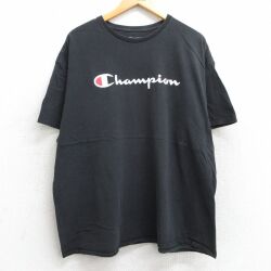 XL★古着 チャンピオン champion 半袖 ブランド Tシャツ メンズ ビッグロゴ 大きいサイズ コットン クルーネック 黒 ブラック 25jul01 中古