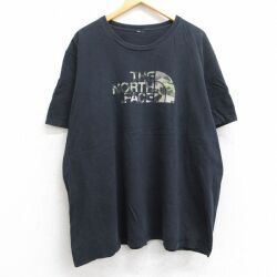 XL★古着 ノースフェイス THE NORTH FACE 半袖 ブランド Tシャツ メンズ ビッグロゴ 大きいサイズ クルーネック 黒 ブラック 25jul01 中古