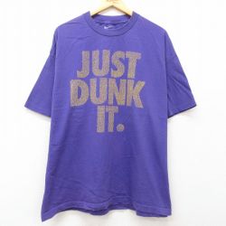 XL★古着 ナイキ NIKE 半袖 ブランド Tシャツ メンズ JUST DUNK IT 大きいサイズ コットン クルーネック 紫 パープル 25jul02 中古