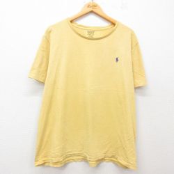 【20%OFF】XL★古着 ラルフローレン Ralph Lauren 半袖 ブランド Tシャツ メンズ ワンポイントロゴ 大きいサイズ コットン クルーネック 黄 イエロー 25jul02 中古