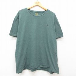 【20%OFF】XL★古着 ラルフローレン Ralph Lauren 半袖 ブランド Tシャツ メンズ ワンポイントロゴ 大きいサイズ コットン クルーネック 緑 グリーン 霜降り 25jul02 中古