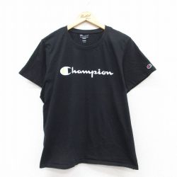 XL★古着 チャンピオン champion 半袖 ブランド Tシャツ メンズ ビッグロゴ コットン クルーネック 黒 ブラック 25jul04 中古