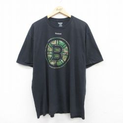 【50%OFF】XL★古着 リーボック REEBOK 半袖 ブランド Tシャツ メンズ NHL ボストンブルーインズ 大きいサイズ コットン クルーネック 黒 ブラック アイスホッケー 25jul04 中古