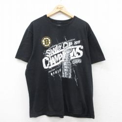 【50%OFF】リーボック 半袖Tシャツ NHLボストンブルーインズプリント ブラック XL | 古着