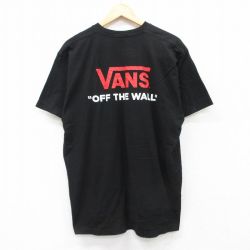 XL★古着 バンズ VANS 半袖 ブランド Tシャツ メンズ ビッグロゴ クルーネック 黒 ブラック 25jul19 中古