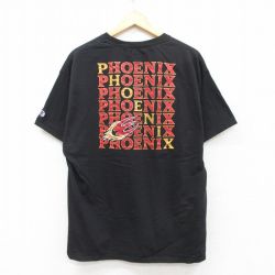 【20%OFF】XL★古着 チャンピオン champion 半袖 ブランド Tシャツ メンズ イーロンフェニックス クルーネック 黒 ブラック 25jul19 中古