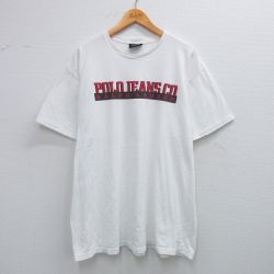 XL★古着 ラルフローレン Ralph Lauren ポロジーンズ 半袖 ブランド Tシャツ メンズ ビッグロゴ 大きいサイズ コットン クルーネック 白 ホワイト 【spe】 25jul25 中古