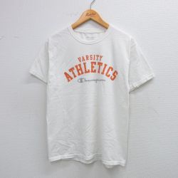 M★古着 チャンピオン Champion 半袖 ブランド Tシャツ メンズ VARSITY アスレチック クルーネック 白 ホワイト 25jul25 中古
