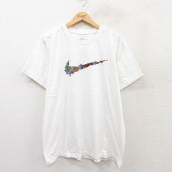 XL★古着 ナイキ NIKE 半袖 ブランド Tシャツ メンズ ビッグロゴ バスケットボール ネズミ クルーネック 白 ホワイト 25jul25 中古