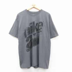 XL★古着 ナイキ NIKE 半袖 ブランド Tシャツ メンズ ビッグロゴ 大きいサイズ コットン クルーネック 濃グレー 25jul25 中古