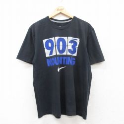 XL★古着 ナイキ NIKE 半袖 ブランド Tシャツ メンズ ビッグロゴ バスケットボール コットン クルーネック 黒 ブラック 25jul25 中古