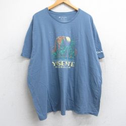 XL★古着 コロンビア COLUMBIA 半袖 ブランド Tシャツ メンズ ヨセミテ 大きいサイズ コットン クルーネック 薄紺 ネイビー 25jul30 中古