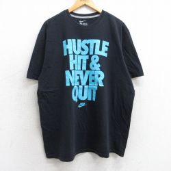 XL★古着 ナイキ NIKE 半袖 ブランド Tシャツ メンズ HUSTLE HIT 大きいサイズ コットン クルーネック 黒 ブラック 25aug06 中古