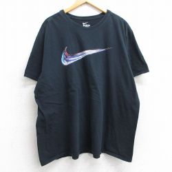 XL★古着 ナイキ NIKE 半袖 ブランド Tシャツ メンズ ビッグロゴ 大きいサイズ クルーネック 黒 ブラック 25aug06 中古