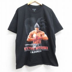 XL★古着 チャンピオン champion 半袖 ブランド Tシャツ メンズ ゲーム 鉄拳 三島一八 コットン クルーネック 黒 ブラック 【spe】 25aug19 中古