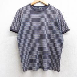 L★古着 ギャップ GAP 半袖 ブランド Tシャツ メンズ コットン クルーネック 紺他 ネイビー ボーダー 25aug19 中古