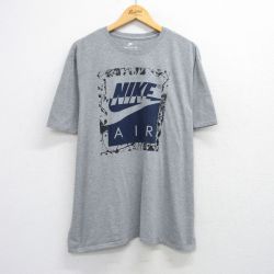XL★古着 ナイキ NIKE 半袖 ブランド Tシャツ メンズ ビッグロゴ AIR 大きいサイズ クルーネック グレー 霜降り 25aug20 中古