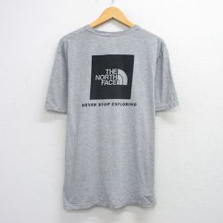 XL★古着 ノースフェイス THE NORTH FACE 半袖 ブランド Tシャツ メンズ ビッグロゴ 大きいサイズ クルーネック グレー 霜降り 25aug20 中古