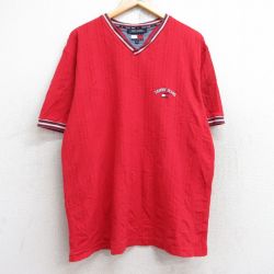 トミーヒルフィガー 90s 半袖Tシャツ ワンポイントロゴ レッド XL | 古着