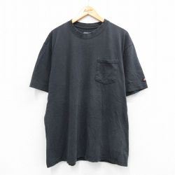 XL★古着 ディッキーズ Dickies 半袖 ブランド Tシャツ メンズ 無地 胸ポケット付き 大きいサイズ コットン クルーネック 黒 ブラック 25aug25 中古