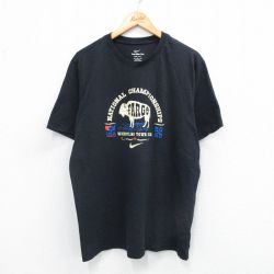 【20%OFF】XL★古着 ナイキ NIKE 半袖 ブランド Tシャツ メンズ ファーゴナショナルチャンピオンシップ 羊 クルーネック 黒 ブラック 25aug25 中古