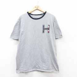 【50%OFF】XL★古着 トミーヒルフィガー TOMMY HILFIGER 半袖 ブランド Tシャツ メンズ ワンポイントロゴ 大きいサイズ コットン クルーネック グレー他 25aug25 中古