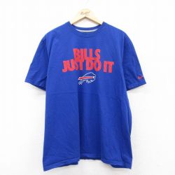 【50%OFF】XL★古着 ナイキ NIKE 半袖 ブランド Tシャツ メンズ NFL バッファロービルズ 大きいサイズ コットン クルーネック 青 ブルー アメフト スーパーボウル 25aug25 中古