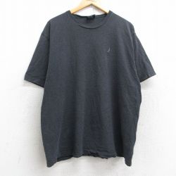 XL★古着 ノーティカ NAUTICA 半袖 ブランド Tシャツ メンズ ワンポイントロゴ 大きいサイズ コットン クルーネック 濃グレー 霜降り 25aug26 中古