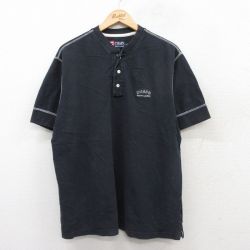 XL★古着 ラルフローレン Ralph Lauren チャップス 半袖 ブランド Tシャツ メンズ 90年代 90s ワンポイントロゴ 大きいサイズ コットン ヘンリーネック 紺 ネイビー 25aug26 中古