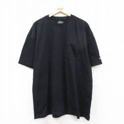 XL★古着 ディッキーズ Dickies 半袖 ブランド Tシャツ メンズ 胸ポケット付き 大きいサイズ コットン クルーネック 黒 ブラック 25aug26 中古