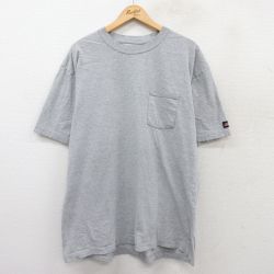 XL★古着 ディッキーズ Dickies 半袖 ブランド Tシャツ メンズ 無地 胸ポケット付き 大きいサイズ クルーネック グレー 霜降り 25sep01 中古