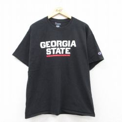 XL★古着 チャンピオン Champion 半袖 ブランド Tシャツ メンズ ジョージアステート クルーネック 黒 ブラック 25sep01 中古