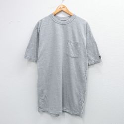 XL★古着 ディッキーズ Dickies 半袖 ブランド Tシャツ メンズ 無地 胸ポケット付き ロング丈 クルーネック グレー 霜降り 25sep01 中古