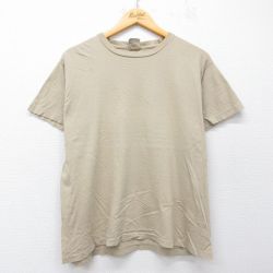 L★古着 ラルフローレン 半袖 ブランド Tシャツ メンズ コットン クルーネック カナダ製 ベージュ 26apr20