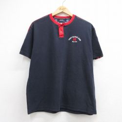 トミーヒルフィガー 90s 半袖Tシャツ ワンポイントロゴ ネイビー メンズXL相当 | 古着