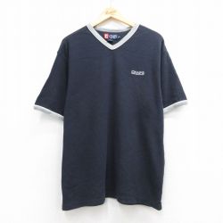 チャップス 半袖Tシャツ ワンポイントロゴ ネイビー メンズXL相当 | 古着