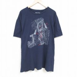 ノーティカ 半袖Tシャツ 海図 ネイビー XL | 古着