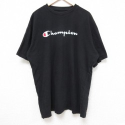 XL★古着 チャンピオン Champion 半袖 ブランド Tシャツ メンズ ビッグロゴ 大きいサイズ コットン クルーネック 黒 ブラック 【spe】 24may28 中古