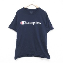チャンピオン 半袖Tシャツ ビッグロゴ ネイビー L | 古着
