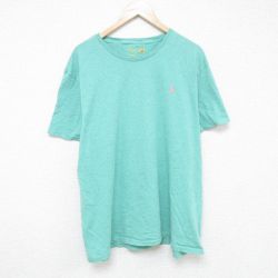XL★古着 ラルフローレン Ralph Lauren 半袖 ブランド Tシャツ メンズ ワンポイントロゴ 大きいサイズ コットン クルーネック 薄緑 グリーン 霜降り 25jun05 中古