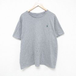 XL★古着 ラルフローレン Ralph Lauren 半袖 ブランド Tシャツ メンズ ワンポイントロゴ 大きいサイズ コットン クルーネック グレー 霜降り 25jun05 中古