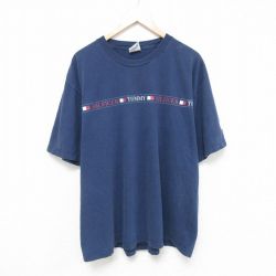 トミーヒルフィガー 90s 半袖Tシャツ ビッグロゴ ネイビー XL | 古着