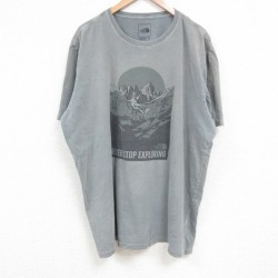 XL★古着 ノースフェイス THE NORTH FACE 半袖 ブランド Tシャツ メンズ 山 大きいサイズ クルーネック グレー 25jun04 中古